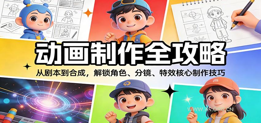 动画制作全攻略：从剧本到合成，解锁角色、分镜、特效核心制作技巧-A5资源网