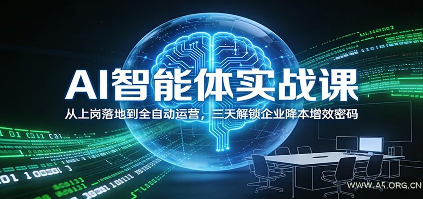 AI智能体实战课：从上岗落地到全自动运营，三天解锁企业降本增效密码-A5资源网