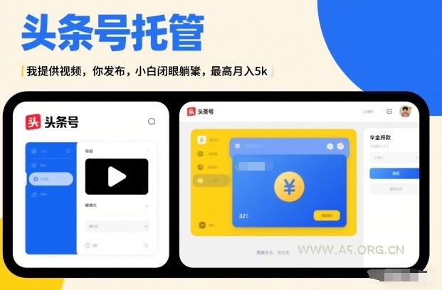 头条号AI托管，我提供视频，你发布，小白闭眼躺賺，最高月入5k+【揭秘】-A5资源网