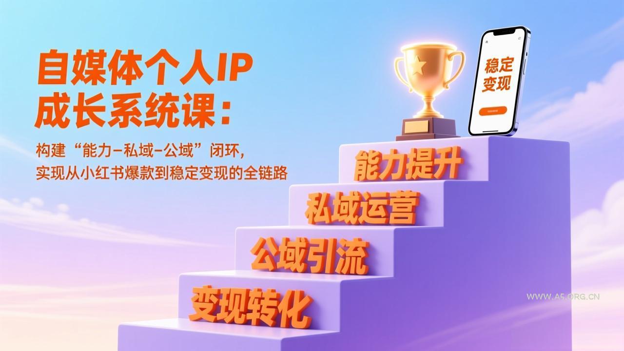 自媒体个人IP成长系统课：构建“能力-私域-公域”闭环，实现从小红书爆款到稳定变现的全链路-A5资源网