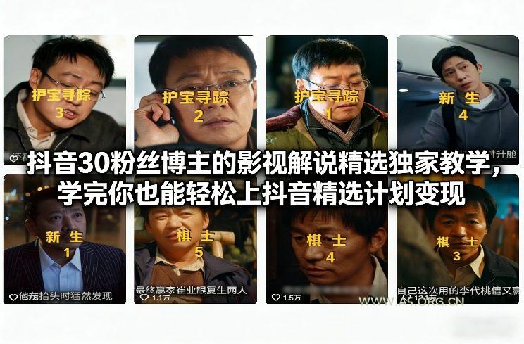 抖音30粉丝博主的影视解说精选独家教学,学完你也能轻松上抖音精选计划变现-A5资源网