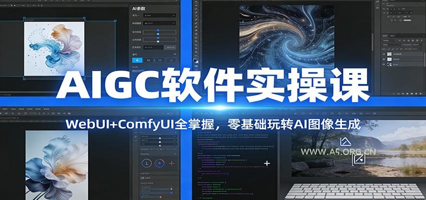 AIGC软件实操课:WebUI+ComfyUI全掌握,零基础玩转AI图像生成-A5资源网