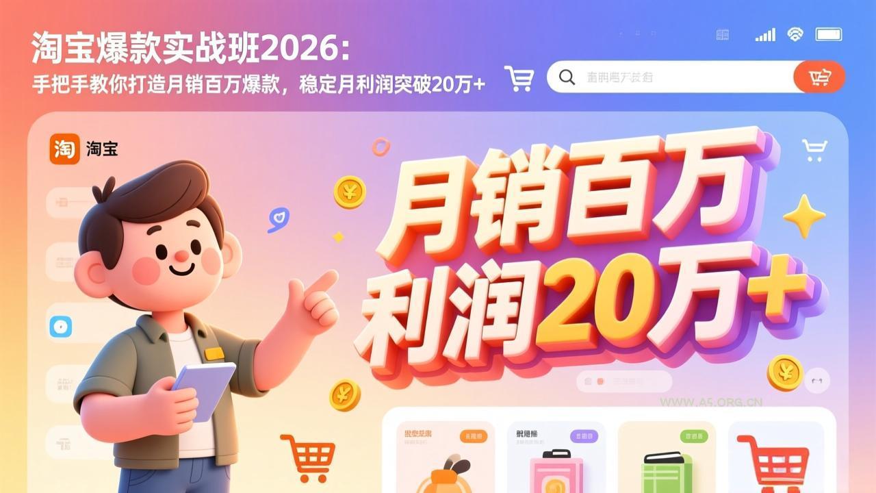 淘宝爆款实战班2026：手把手教你打造月销百万爆款，稳定月利润突破20万+-A5资源网
