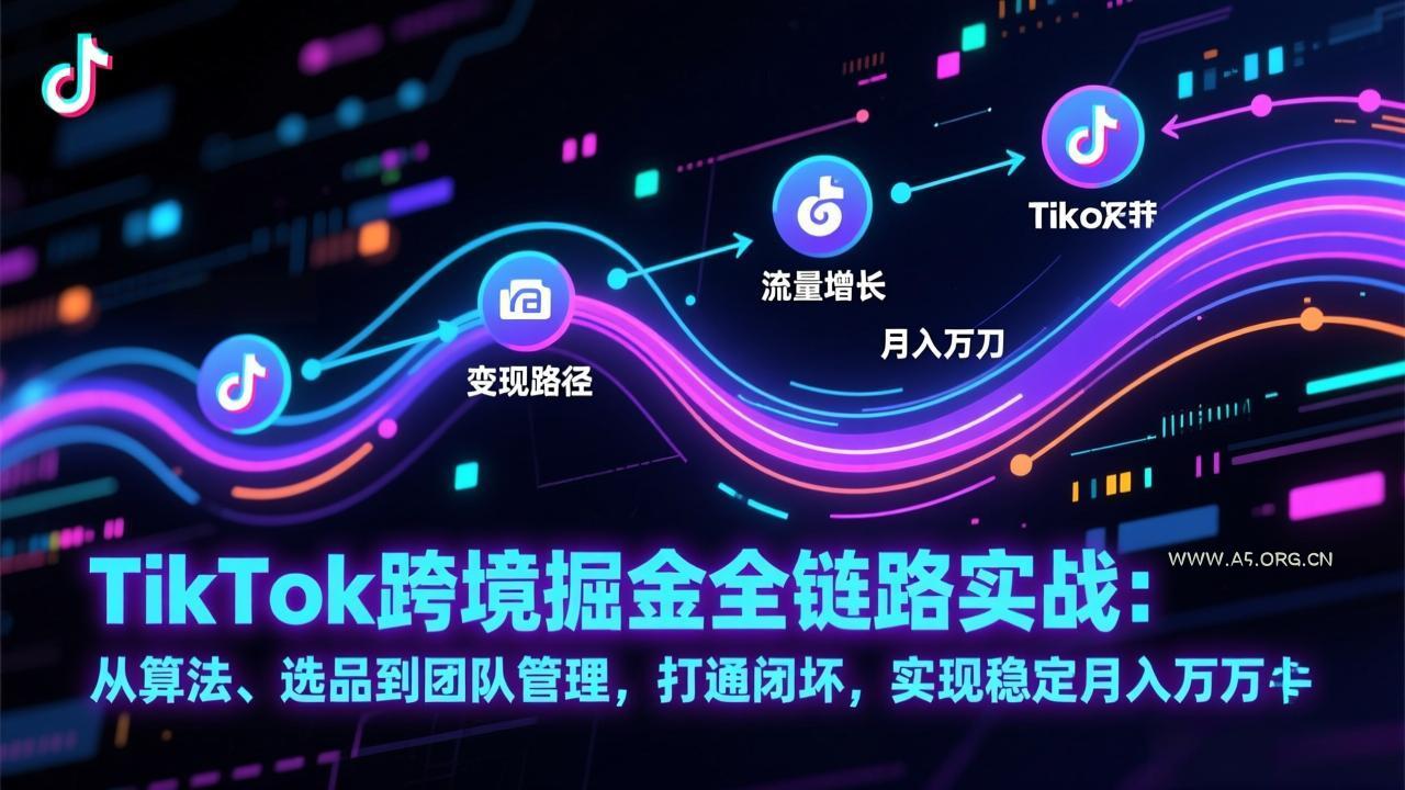 TikTok跨境掘金全链路实战：从算法、选品到团队管理，打通闭环，实现稳定月入万刀-A5资源网