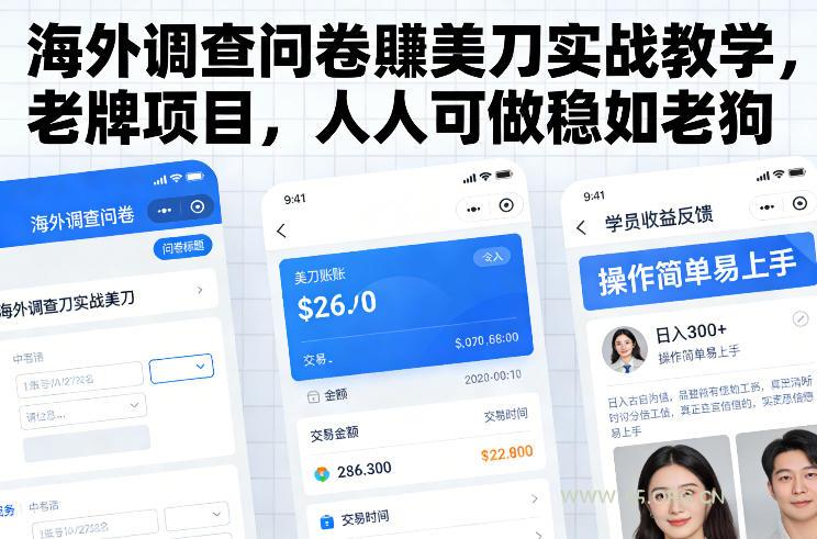 海外调查问卷賺美刀实战教学，老牌项目，人人可做稳如老狗-A5资源网