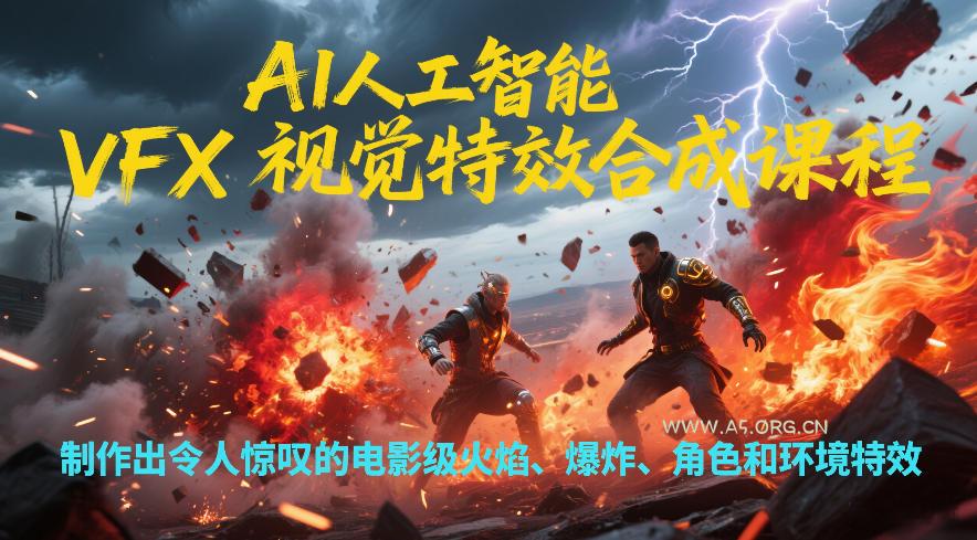 AI人工智能VFX视觉特效合成课程，制作出令人惊叹的电影级火焰、爆炸、角色和环境特效-A5资源网