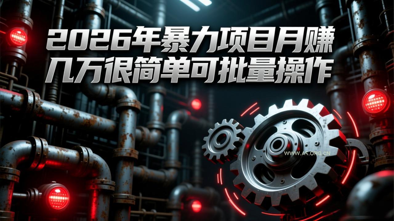 2026年暴力项目月赚几万很简单可批量操作，成本低，利润大-A5资源网