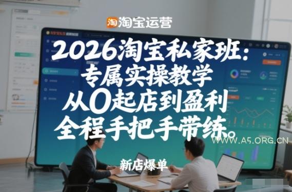 2026淘宝私家班：专属实操教学，从0起店到盈利，全程手把手带练-A5资源网