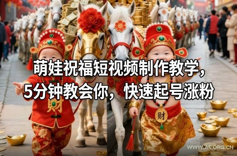 萌娃祝福短视频制作教学，5分钟教会你，快速起号涨粉-A5资源网