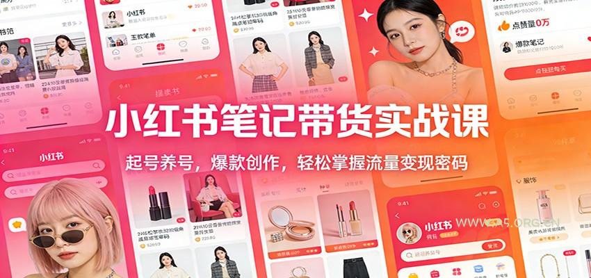 小红书笔记带货实战课：起号养号，爆款创作，轻松掌握流量变现密码-A5资源网