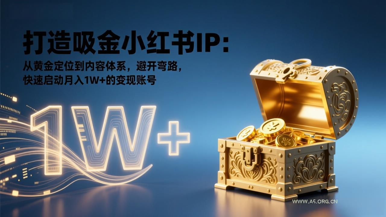 打造吸金小红书IP：从黄金定位到内容体系，避开弯路，快速启动月入1W+的变现账号-A5资源网