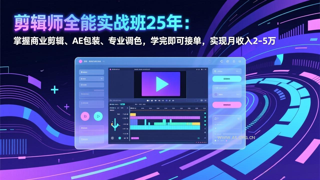 剪辑师全能实战班25年：掌握商业剪辑、AE包装、专业调色，学完即可接单，实现月收入2-5万-A5资源网