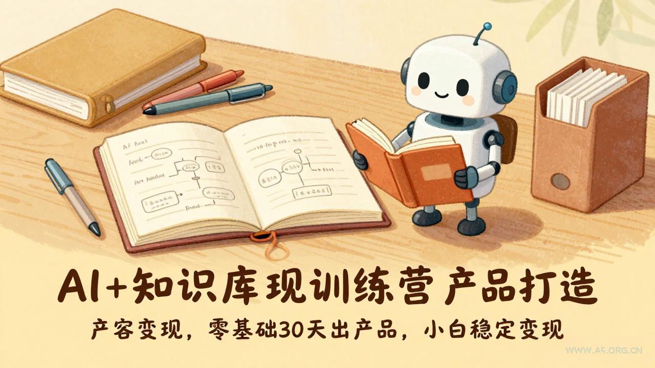 AI+知识库变现训练营，产品打造、内容创作、全平台变现，零基础30天出产品，小白稳定变现-A5资源网