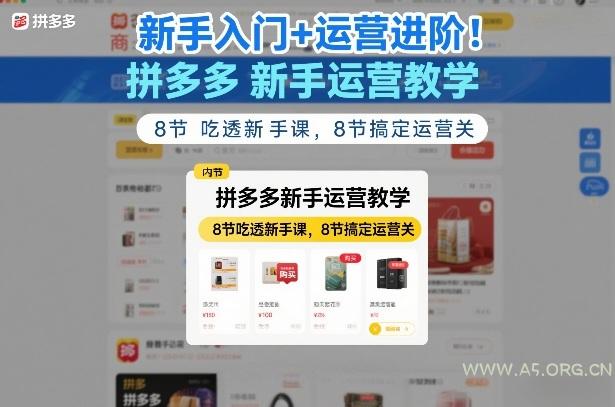 新手入门+运营进阶！拼多多新手运营教学，8节吃透新手课，8节搞定运营关-A5资源网