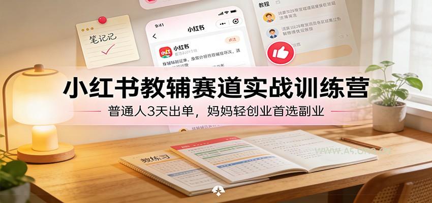 小红书教辅赛道实战训练营：普通人3天出单，妈妈轻创业首选副业-A5资源网