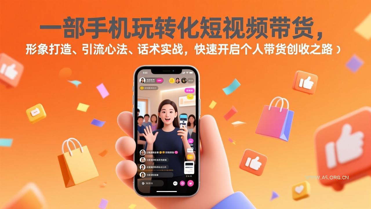 一部手机玩转化短视频带货，形象打造、引流心法、话术实战，快速开启个人带货创收之路-A5资源网