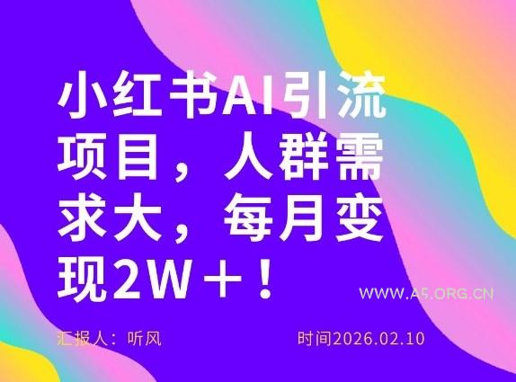 她通过这个AI项目每月做到2W＋的收入，最新小红书AI项目，人群需求大！-A5资源网