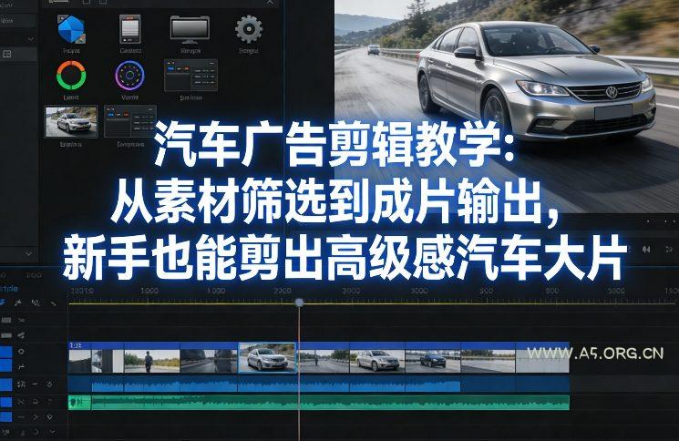 汽车广告剪辑教学：从素材筛选到成片输出，新手也能剪出高级感汽车大片-A5资源网