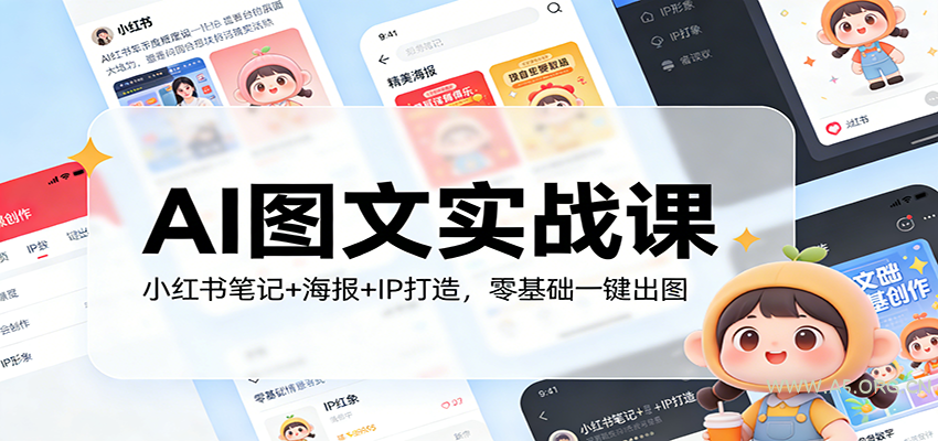 AI图文实战课：小红书笔记+海报+IP打造，零基础一键出图-A5资源网