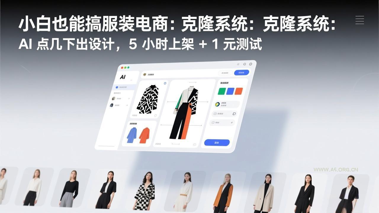 小白也能搞服装电商：克隆系统：AI 点几下出设计，5 小时上架 + 1 元测试-A5资源网