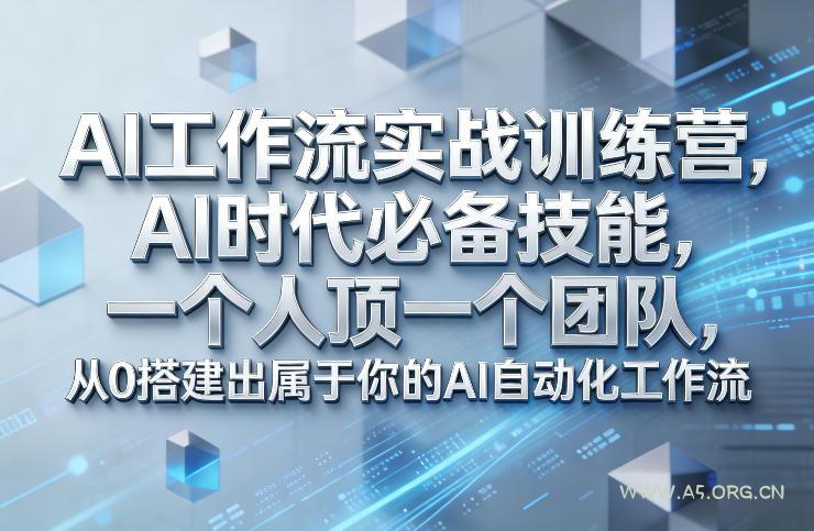 Ai工作流实战训练营，AI时代必备技能，一个人顶一个团队，从0搭建出属于你的AI自动化工作流-A5资源网