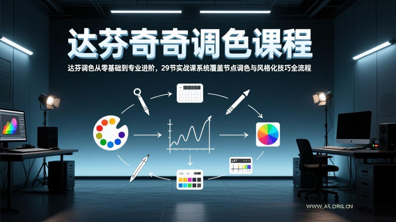 达芬奇调色从零基础到专业进阶，29节实战课系统覆盖节点调色与风格化技巧全流程-A5资源网