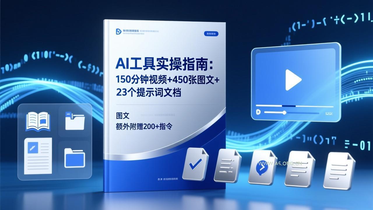 AI工具实操指南：150分钟视频+450张图文+23个提示词文档，额外附赠200+指令-A5资源网