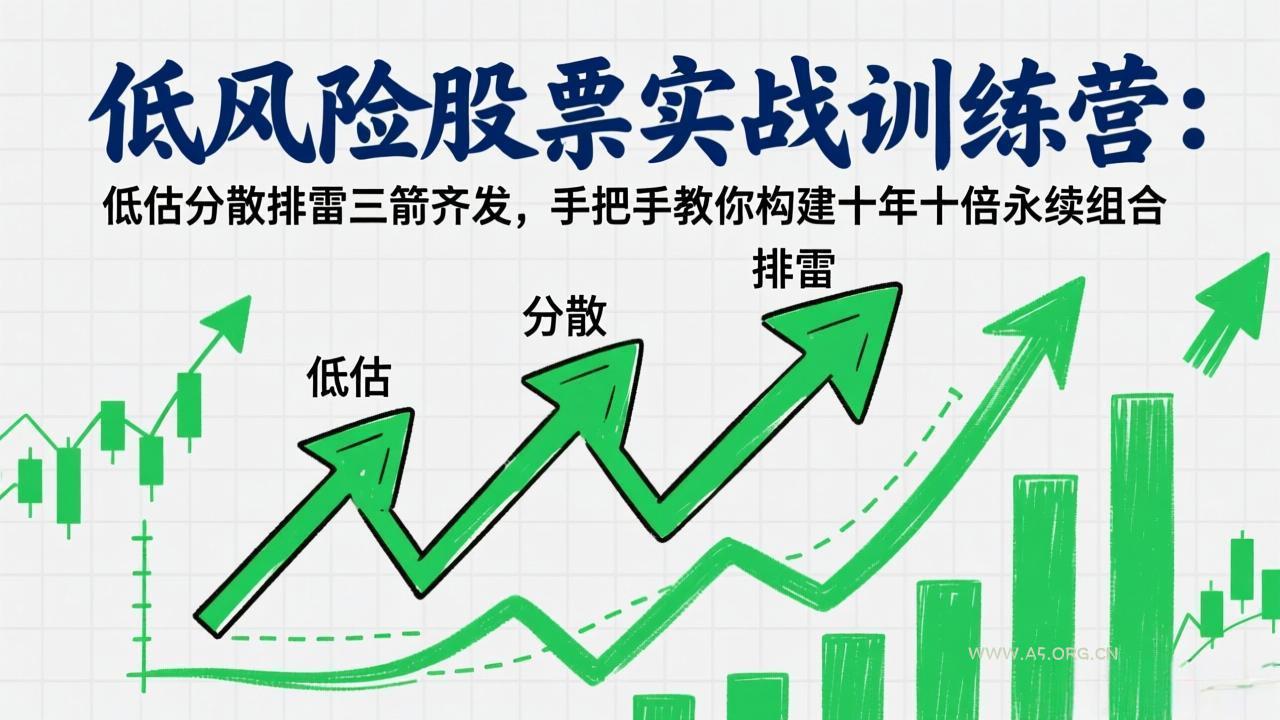 低风险股票实战训练营：低估分散排雷三箭齐发，手把手教你构建十年十倍永续组合-A5资源网