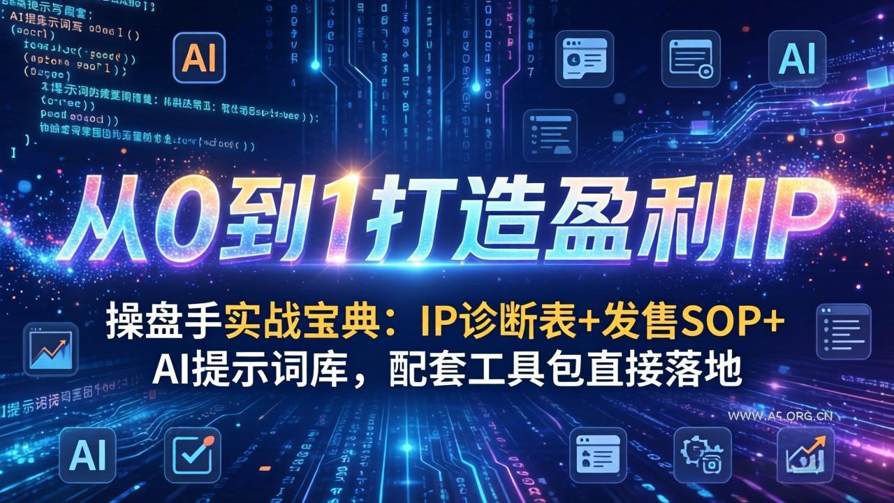 操盘手实战宝典：IP诊断表+发售SOP+AI提示词库，配套工具包直接落地，从0到1打造盈利IP-A5资源网