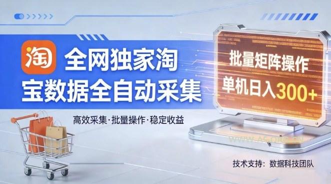 全网独家，淘宝数据全自动采集项目，批量可矩阵，单机轻松日入300【揭秘】-A5资源网