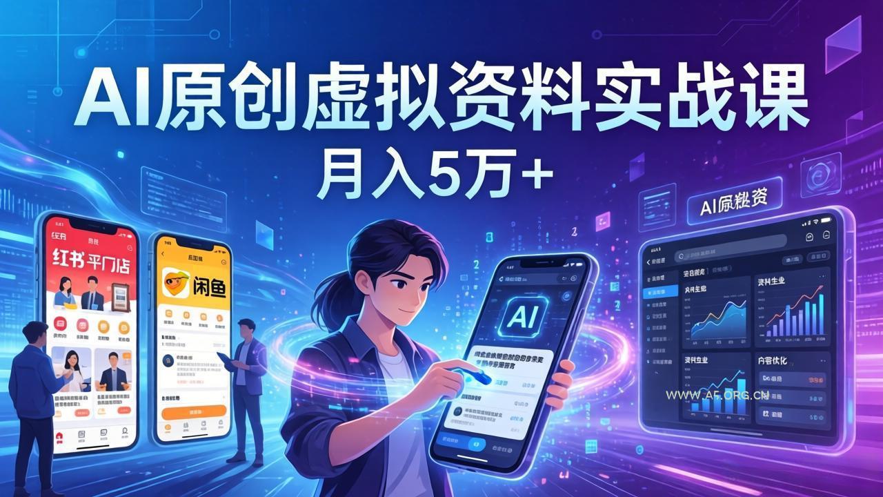 AI原创虚拟资料实战课：2026新机会，小红书闲鱼开店，普通人用AI轻松变现，月入5万+-A5资源网