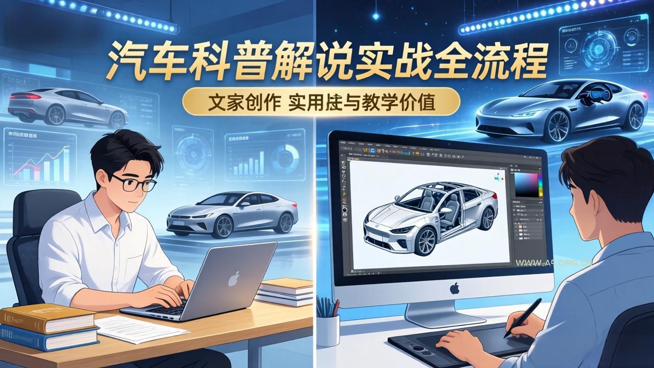 抖音汽车科普解说实战：文案+动画+画面处理+去水印全流程，打造专业汽车科普视频-A5资源网