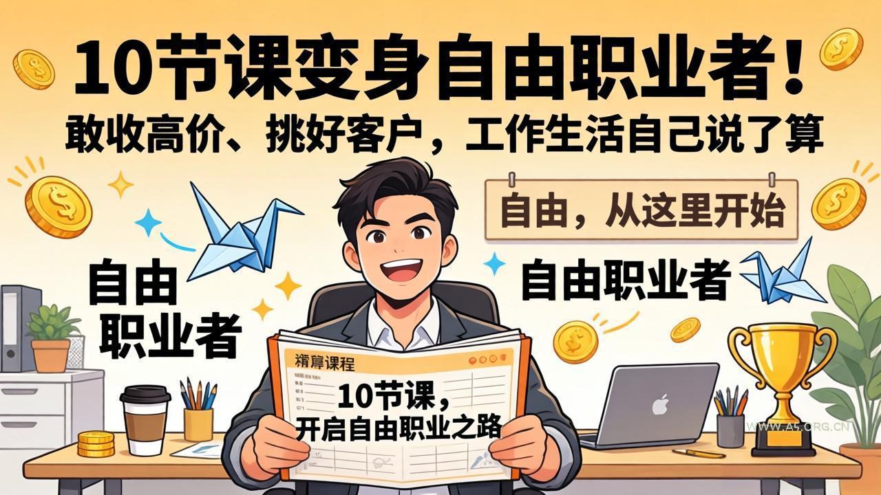 10 节课变身自由职业者!敢收高价、挑好客户,工作生活自己说了算-A5资源网