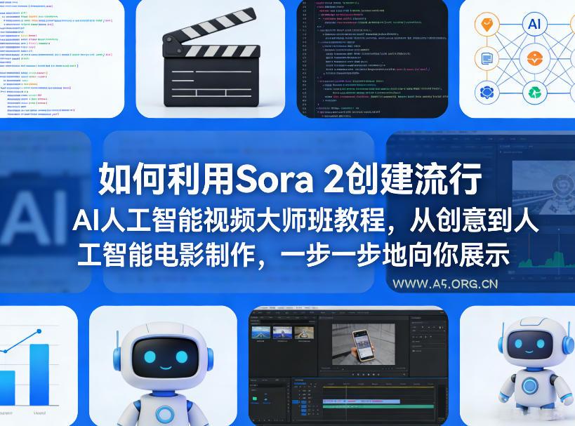 如何利用Sora 2创建流行AI人工智能视频大师班教程，从创意到人工智能电影制作，一步一步地向你展示-A5资源网