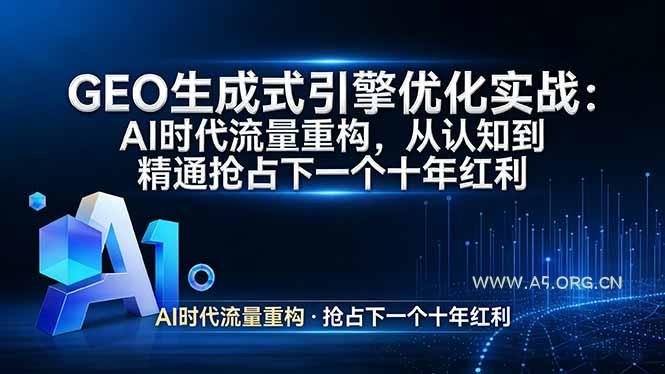 GEO 生成式引擎优化实战：AI时代流量重构，从认知到精通抢占下一个十年红利-A5资源网