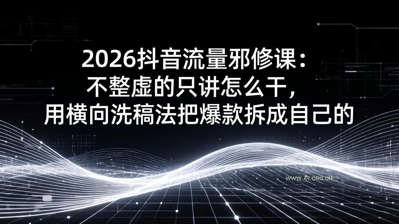 2026抖音流量邪修课:不整虚的只讲怎么干,用横向洗稿法把爆款拆成自己的-A5资源网