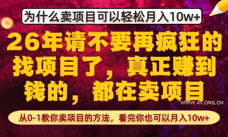 为什么真正賺到钱的都在卖项目,从0-1教你卖项目的方法,看完你也可以月入10w+【揭秘】-A5资源网