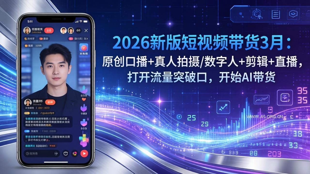 2026新版短视频带货3月：原创口播+真人拍摄/数字人+剪辑+直播，打开流量突破口，开始AI带货-A5资源网