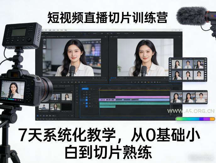 短视频直播切片训练营，7天系统化教学，从0基础小白到切片熟练-A5资源网