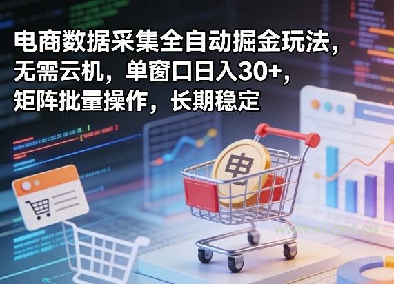 独家电商数据采集全自动掘金玩法，无需云机，单窗口日入30+，矩阵批量操作，长期稳定【揭秘】-A5资源网