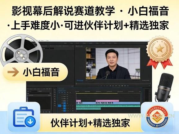 某大佬的影视幕后解说赛道教学,小白福音,上手难度小,可进伙伴计划+精选独家-A5资源网