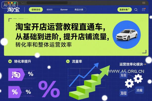 淘宝开店运营教程直通车，从基础到进阶，提升店铺流量，转化率和整体运营效率(更新26年3月24日)-A5资源网