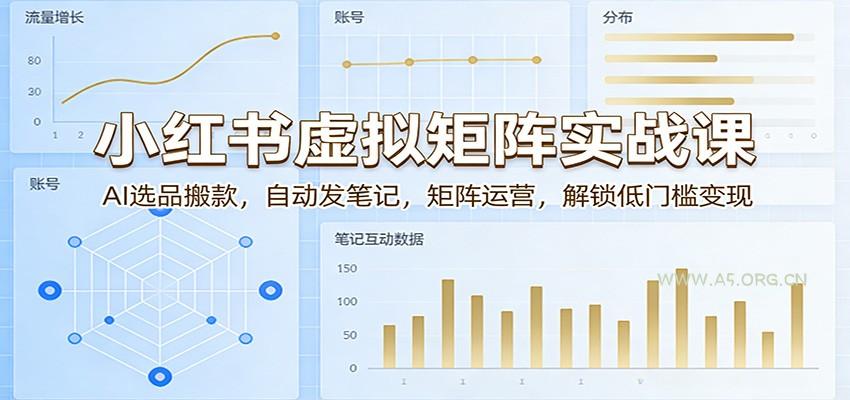 小红书虚拟矩阵实战课：AI选品搬款，自动发笔记，矩阵运营，解锁低门槛变现-A5资源网
