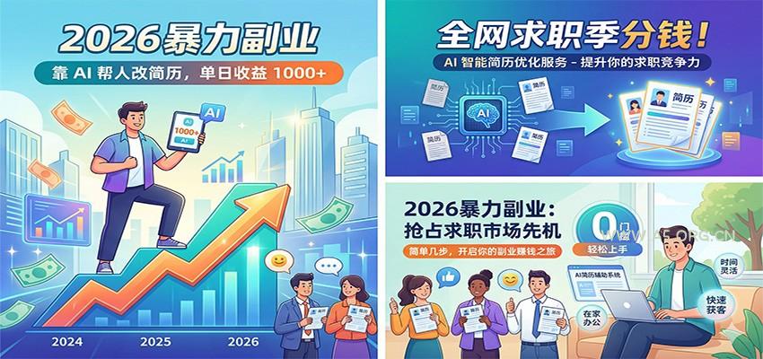 2026暴力副业:靠AI帮人改简历,单日收益1000+,全网求职季分钱-A5资源网