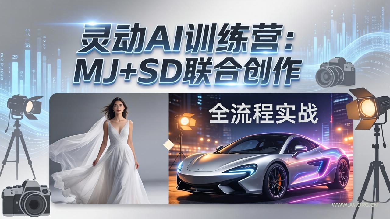 灵动AI训练营-3.0课程：MJ+SD联合创作，从婚纱大片到汽车广告，摄影后期全流程实战-A5资源网