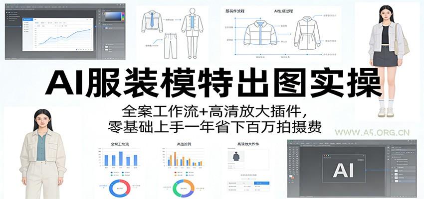 AI服装模特出图实操：全案工作流+ 高清放大插件，零基础上手一年省下百万拍摄费-A5资源网
