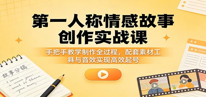 第一人称情感故事创作实战课：手把手教学制作全过程，配套素材工具与音效实现高效起号-A5资源网