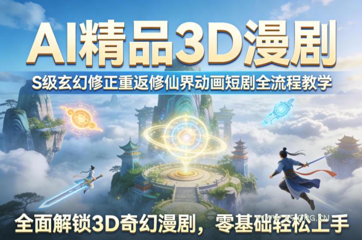 AI精品3D漫剧S级玄幻修正重返修仙界动画短剧全流程教学，全面解锁3D奇幻漫剧，零基础轻松上手-A5资源网