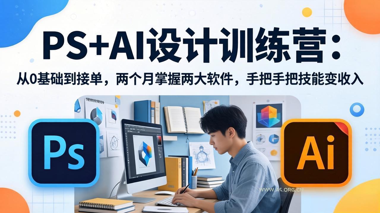 PS+AI设计训练营：从0基础到接单，两个月掌握两大软件，手把手把技能变收入-A5资源网