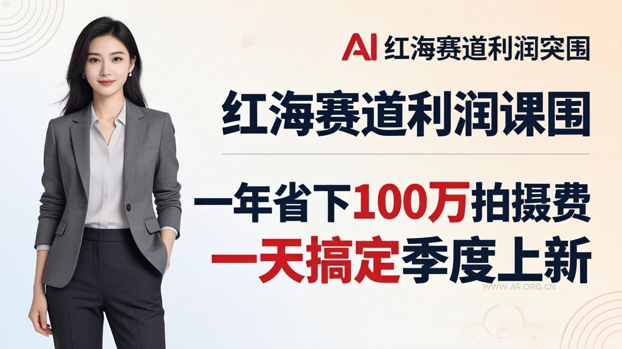 服装老板AI模特图课：一年省下100万拍摄费，一天搞定季度上新，红海赛道利润突围-A5资源网